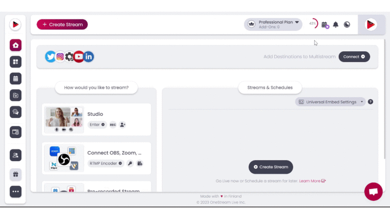upload status onestream live