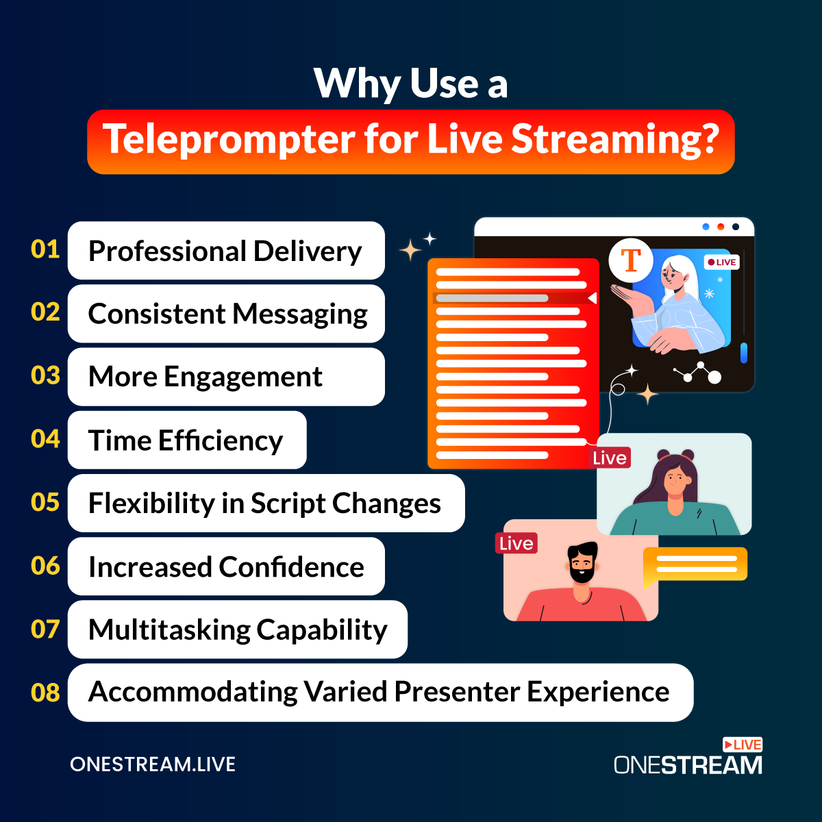 7 Benefits of Using OneStream Live's Teleprompter Online