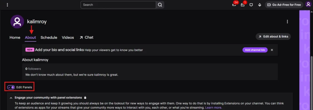How to Add a Twitch Donation Panel Step 2