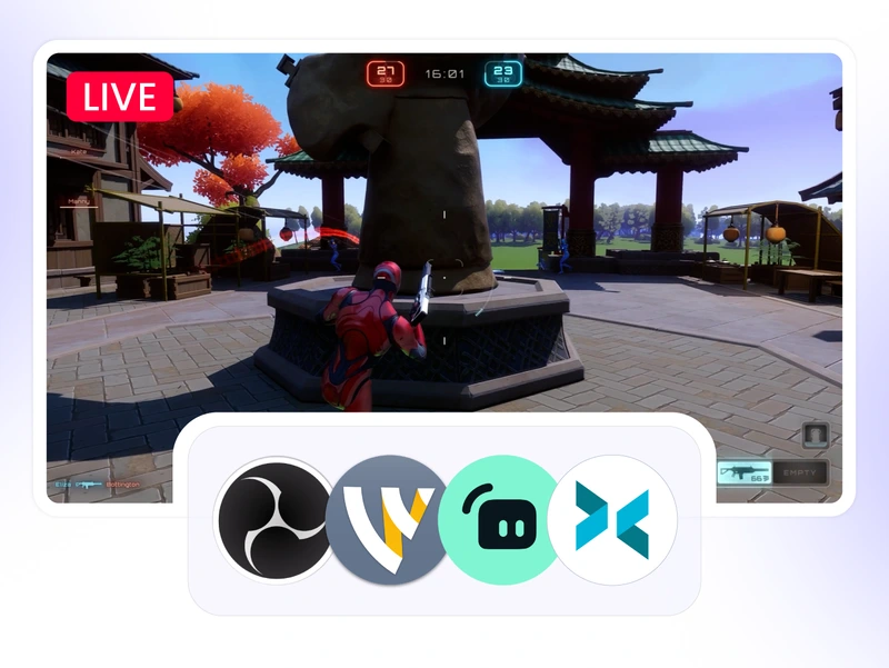 External encoder support for pc game streaming with OBS, Streamlabs, XSplit, and Wirecast on a gaming streaming platform built for streaming pc games.