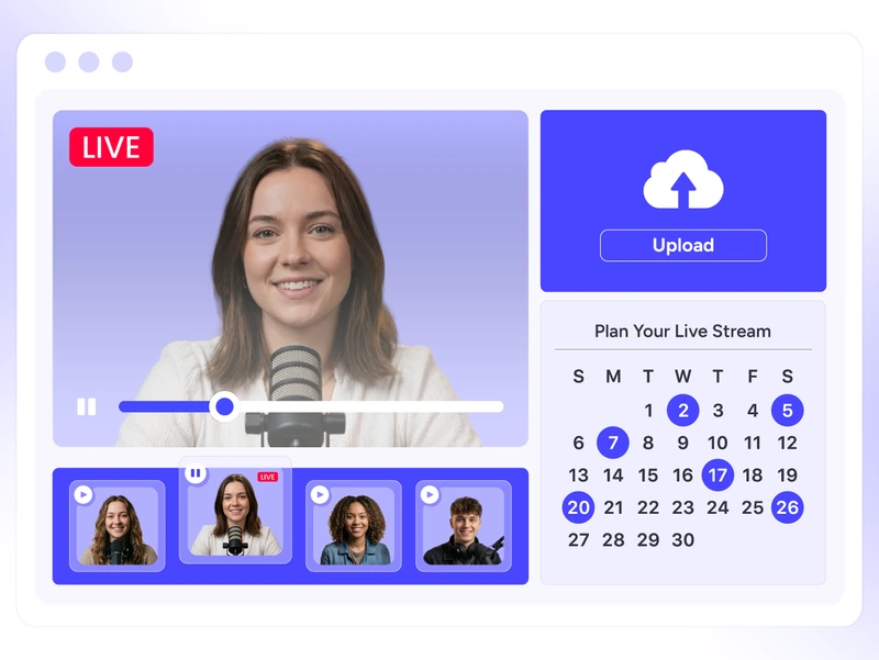 Browser-based playlist control panel for managing live streams without downloads