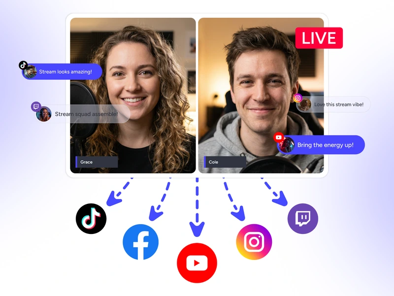 OneStream Live Studio in Firefox browser extension for multistreaming to social media platforms