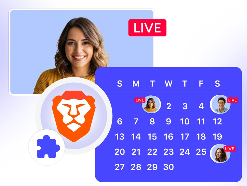 Scheduled live streaming setup in the OneStream Live Brave browser extension