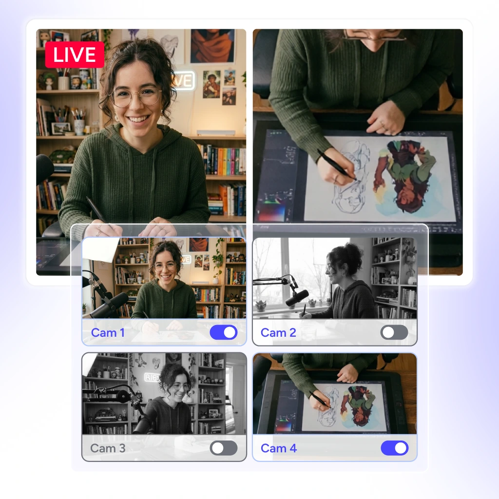 Manage camera angles and screen layout for a smoother multicamera live streaming experience