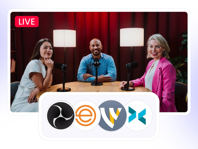 External encoders support for podcast live streaming in OneStream Live with OBS and Ecamm integration