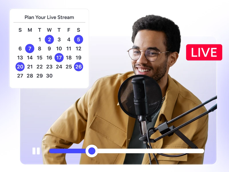 Pre recorded podcast streaming in OneStream Live for scheduled broadcasts and always on content delivery