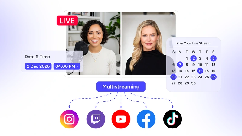 Schedule or go live on multiple platforms using OneStream Live multistreaming service