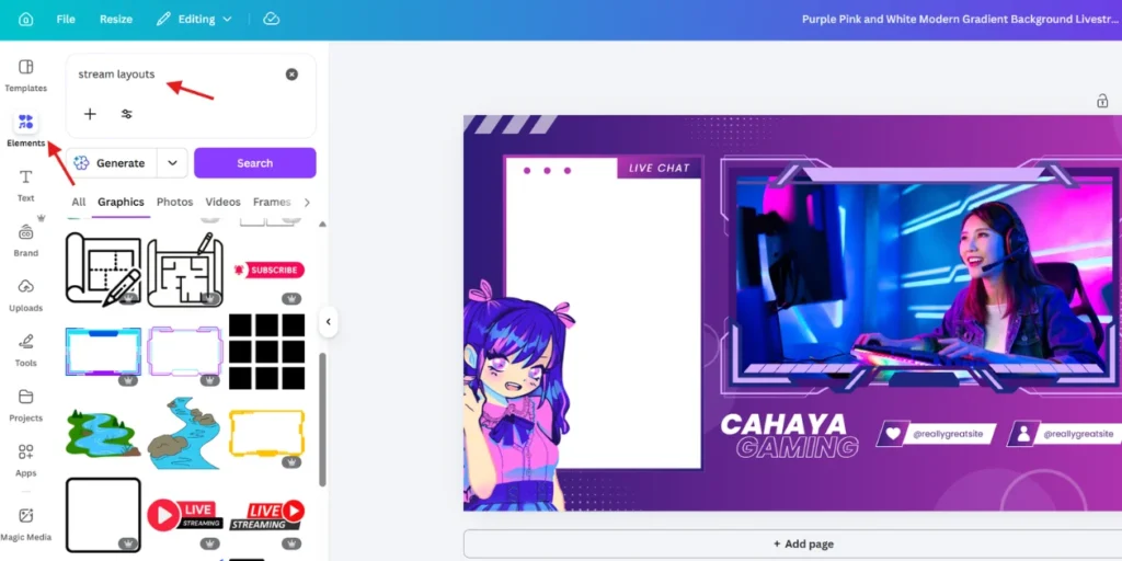How to Make a Stream Overlay With Canva step 3