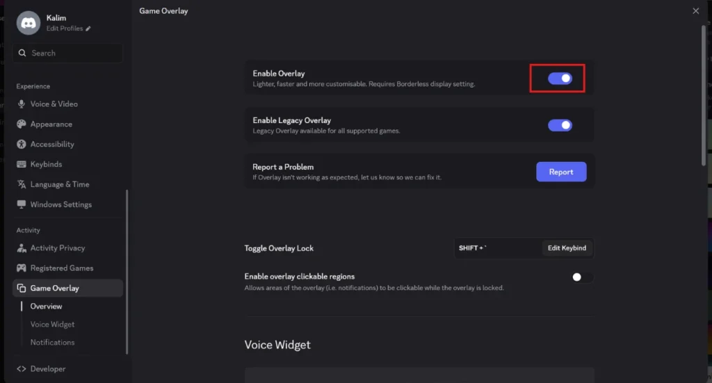 How to Turn on Discord Overlay Step 3