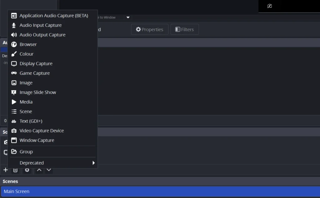 Open the Sources Menu