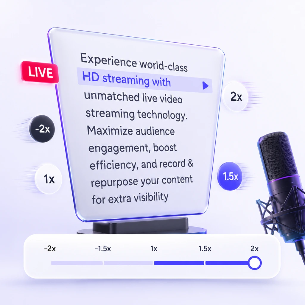 Set scroll speed on the professional teleprompter software to match your speaking pace