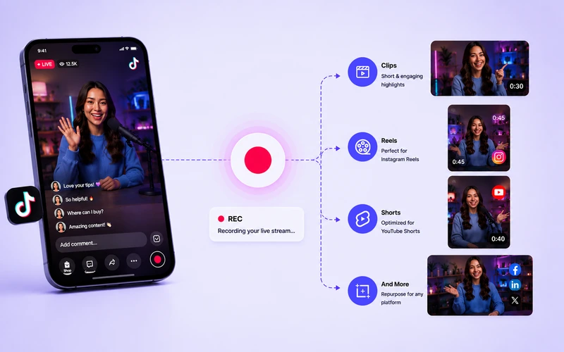 Record every live stream on TikTok and download it with OneStream Live