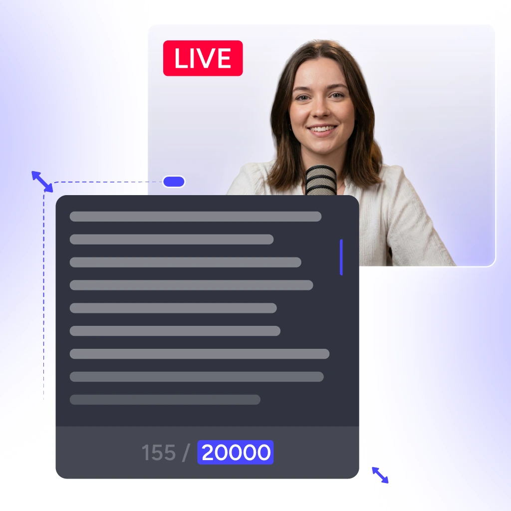 Type or paste a script into the online teleprompter before going live