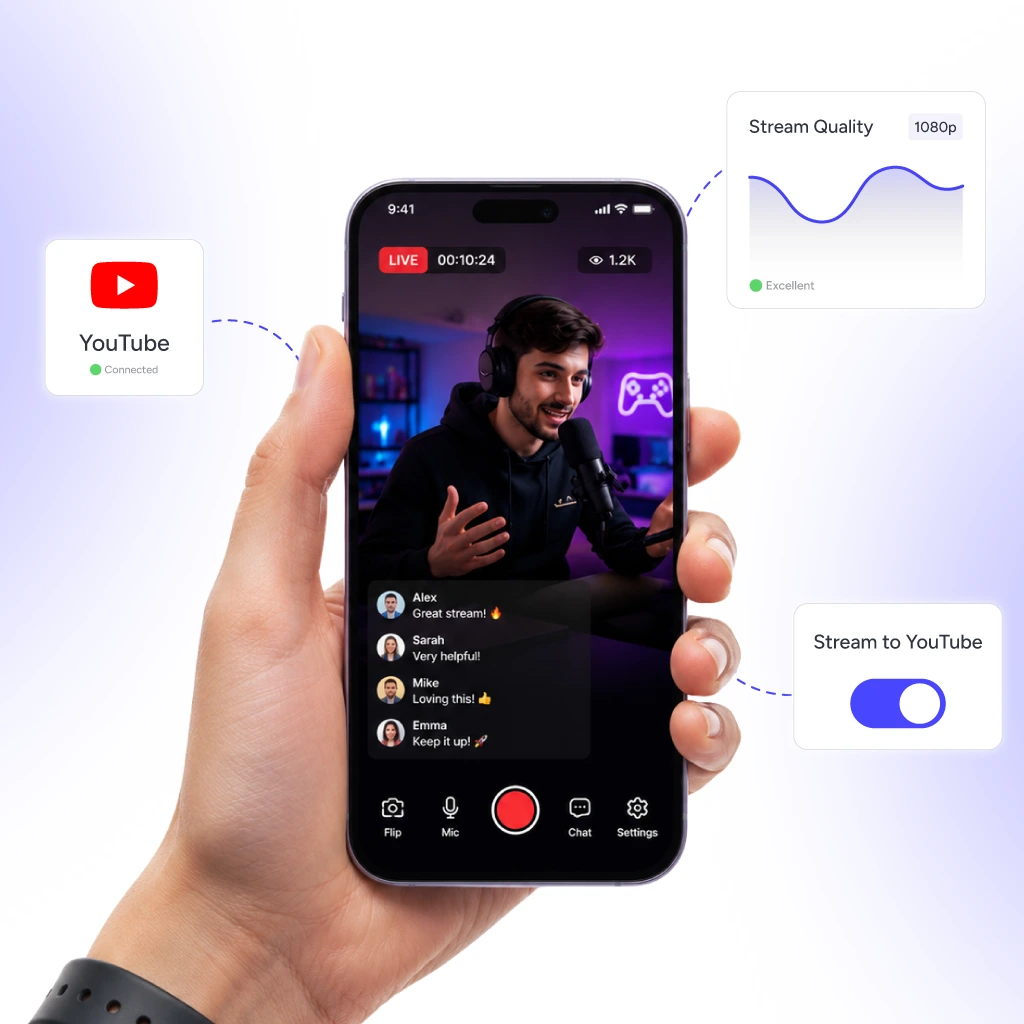 Stream live from pocket studio with YouTube Live Streaming tools