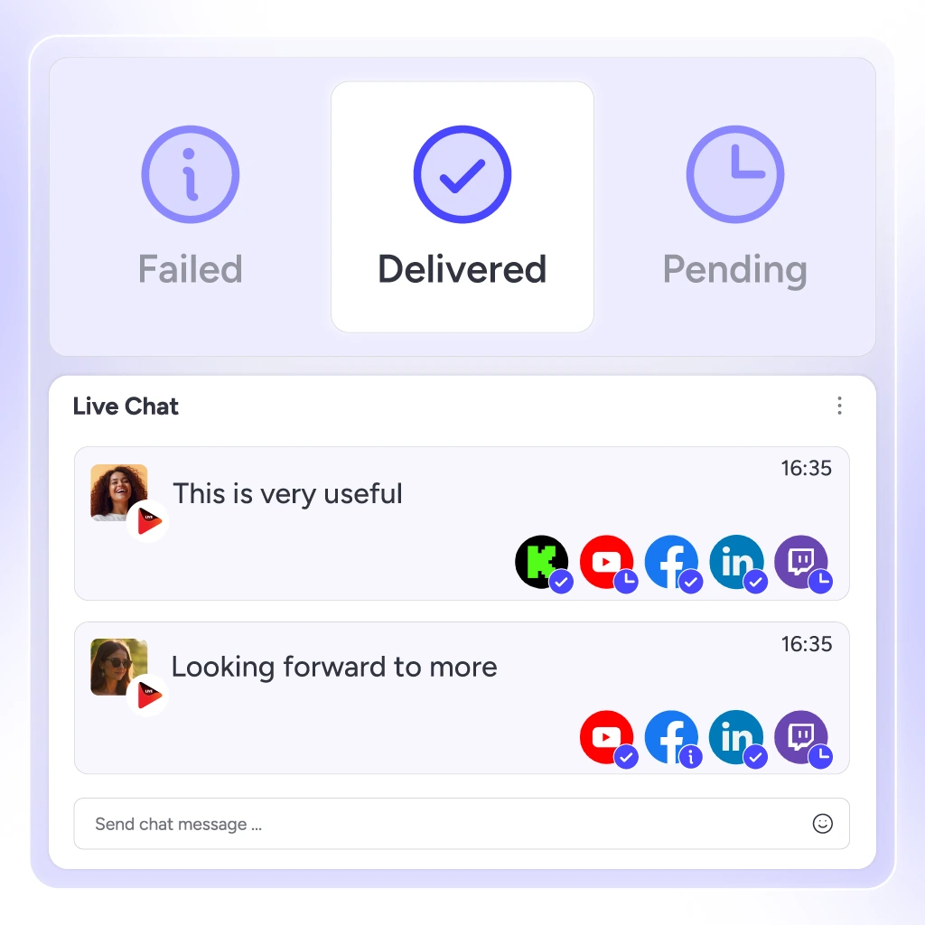 Check message status in Unified Chat with delivered, failed, and pending message updates