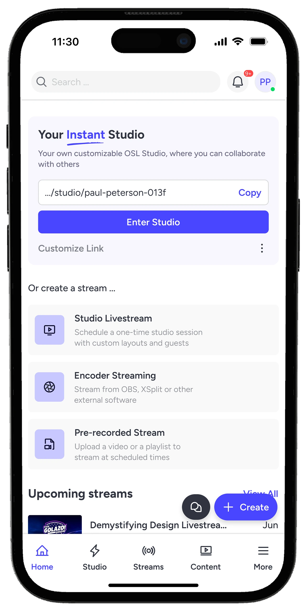 OneStream Live mobile app - live streaming service for iOS and Android devices