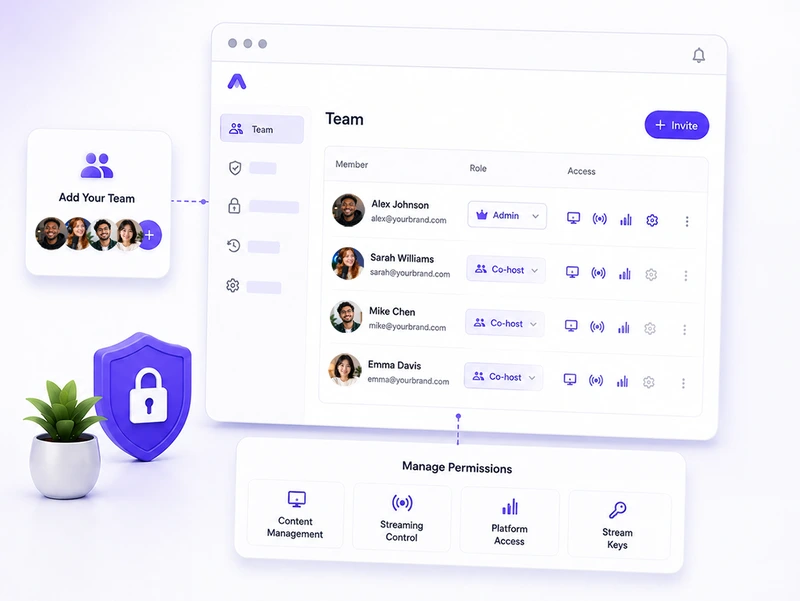 Team management tools for enterprise collaboration streaming